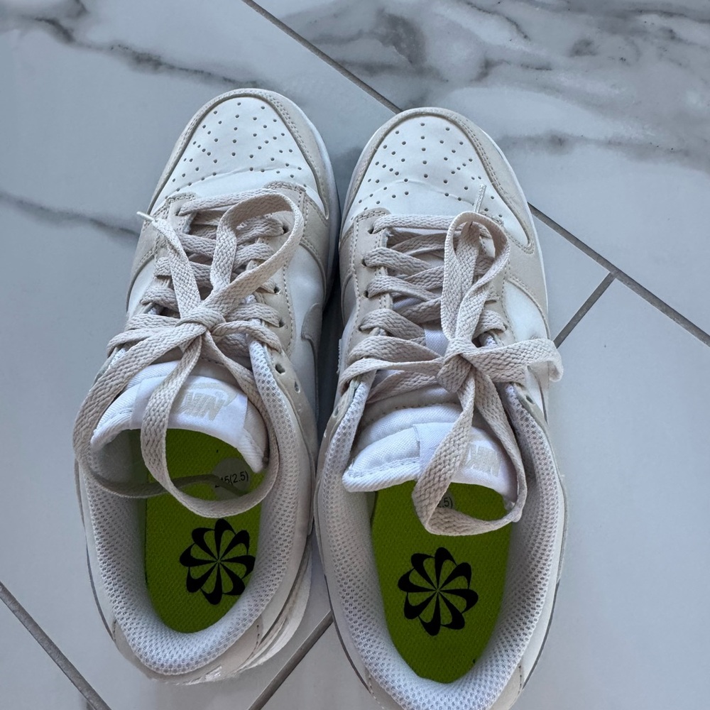 Nike Dunk Low White and Tan Sneakers - Picture 2 of 6